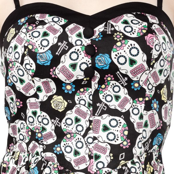 Calaveras Fit & Flare 50s vibe skulls pin up dress - Picture 4 of 10